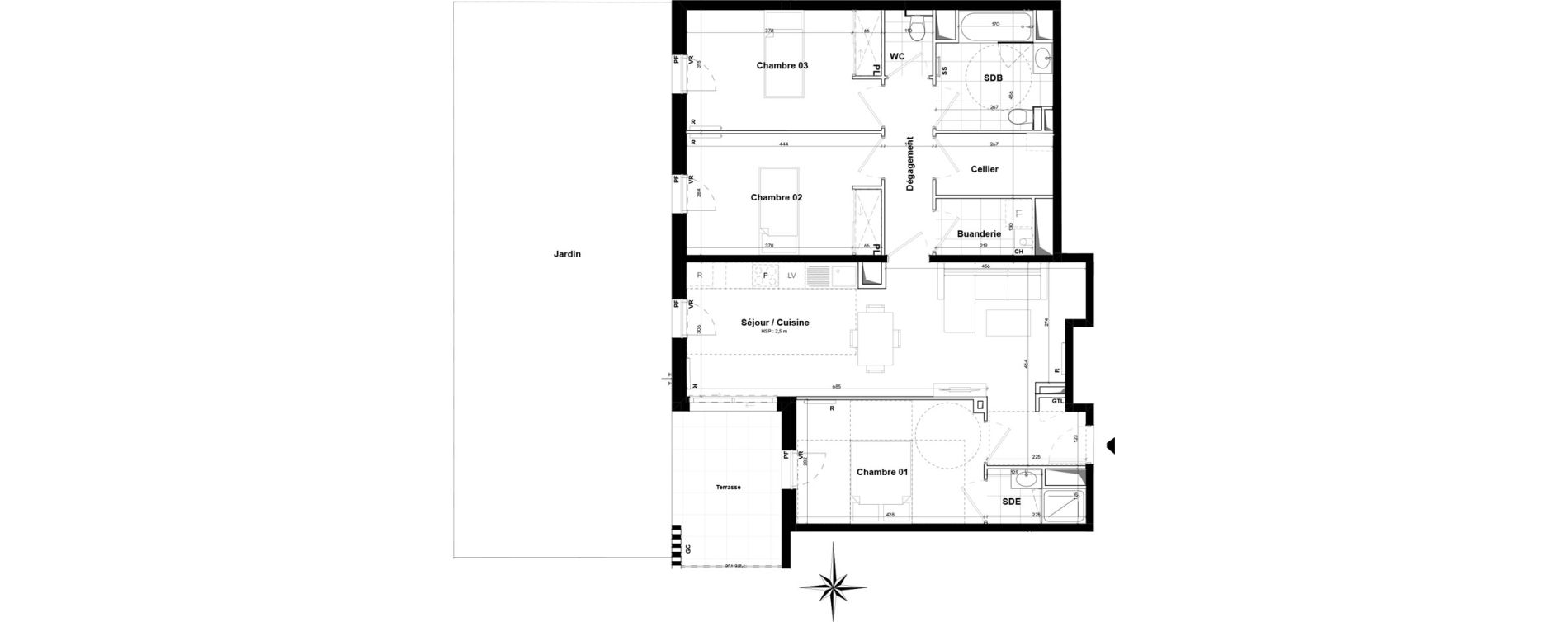 Appartement T4 de 87,20 m2 &agrave; Pessac Sardine