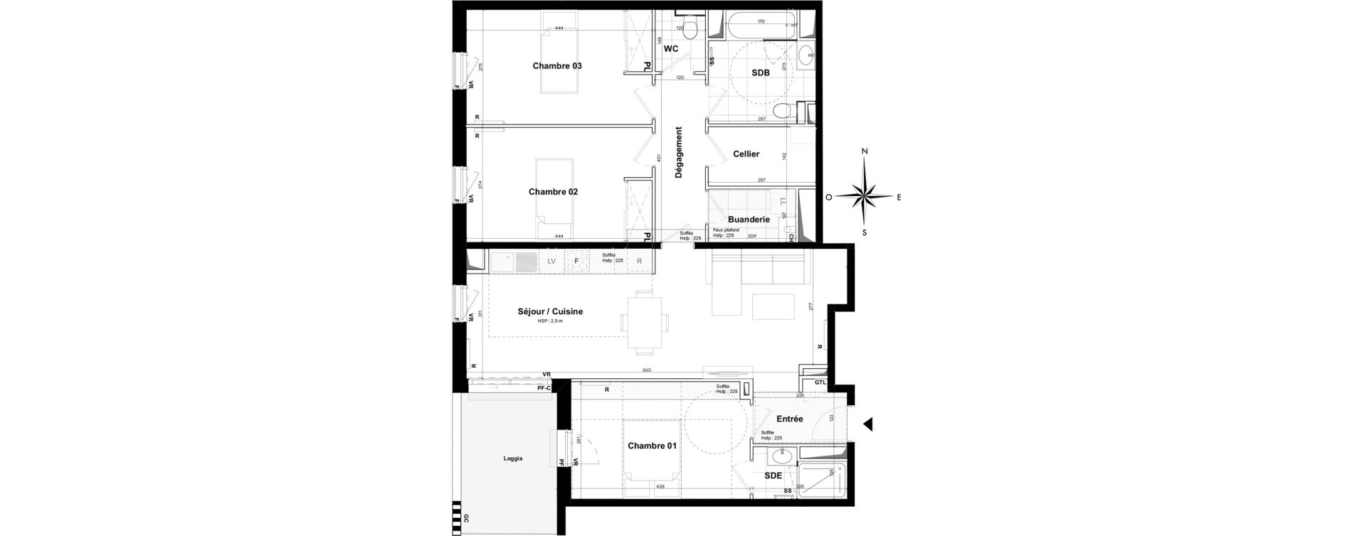 Appartement T4 de 87,50 m2 &agrave; Pessac Sardine