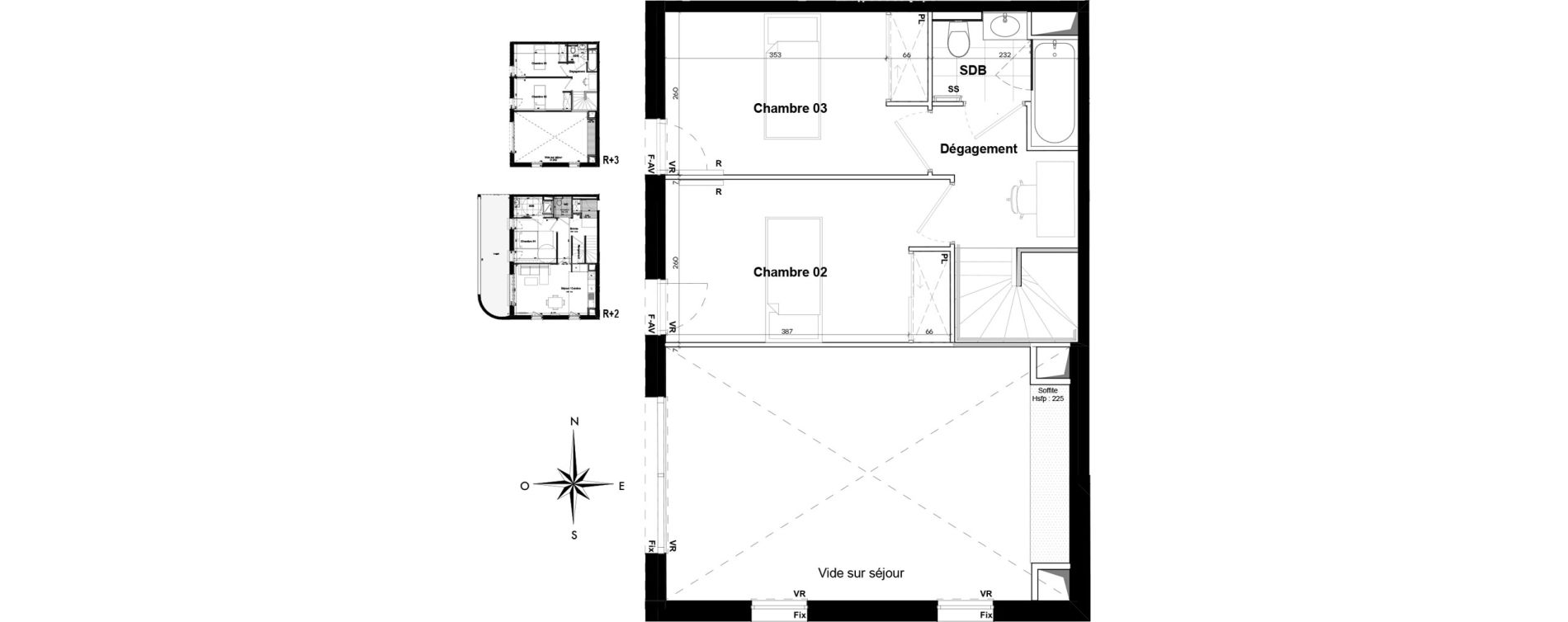 Duplex T4 de 86,10 m2 &agrave; Pessac Sardine