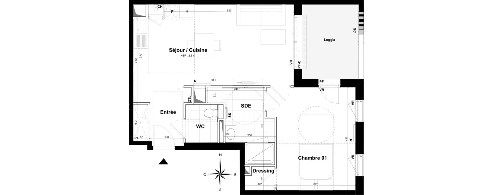 Appartement T2 de 48,60 m2 à Pessac Sardine