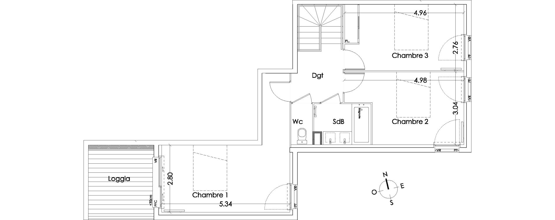 Duplex T4 de 92,80 m2 &agrave; Pessac No&egrave;s