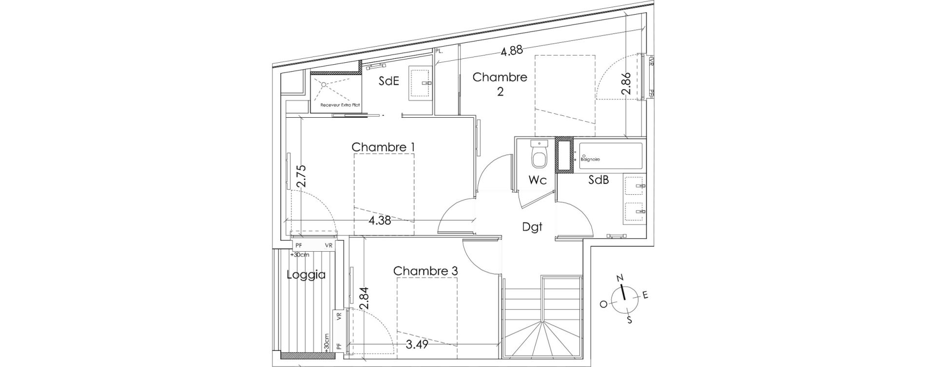 Duplex T4 de 82,20 m2 &agrave; Pessac No&egrave;s