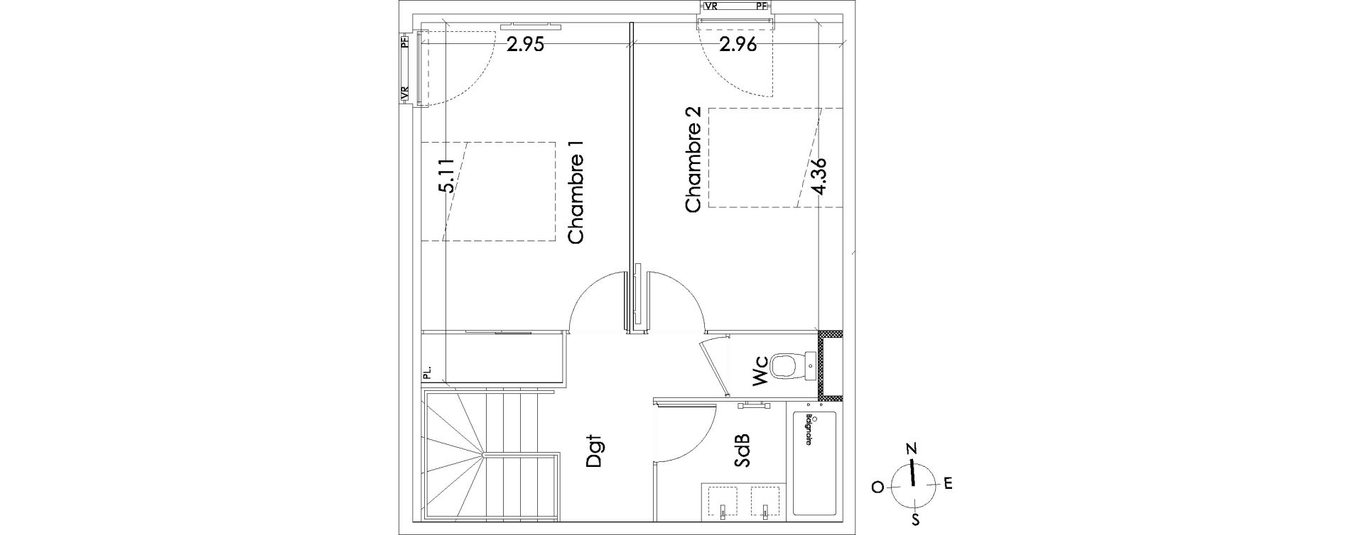 Duplex T3 de 72,40 m2 &agrave; Pessac No&egrave;s