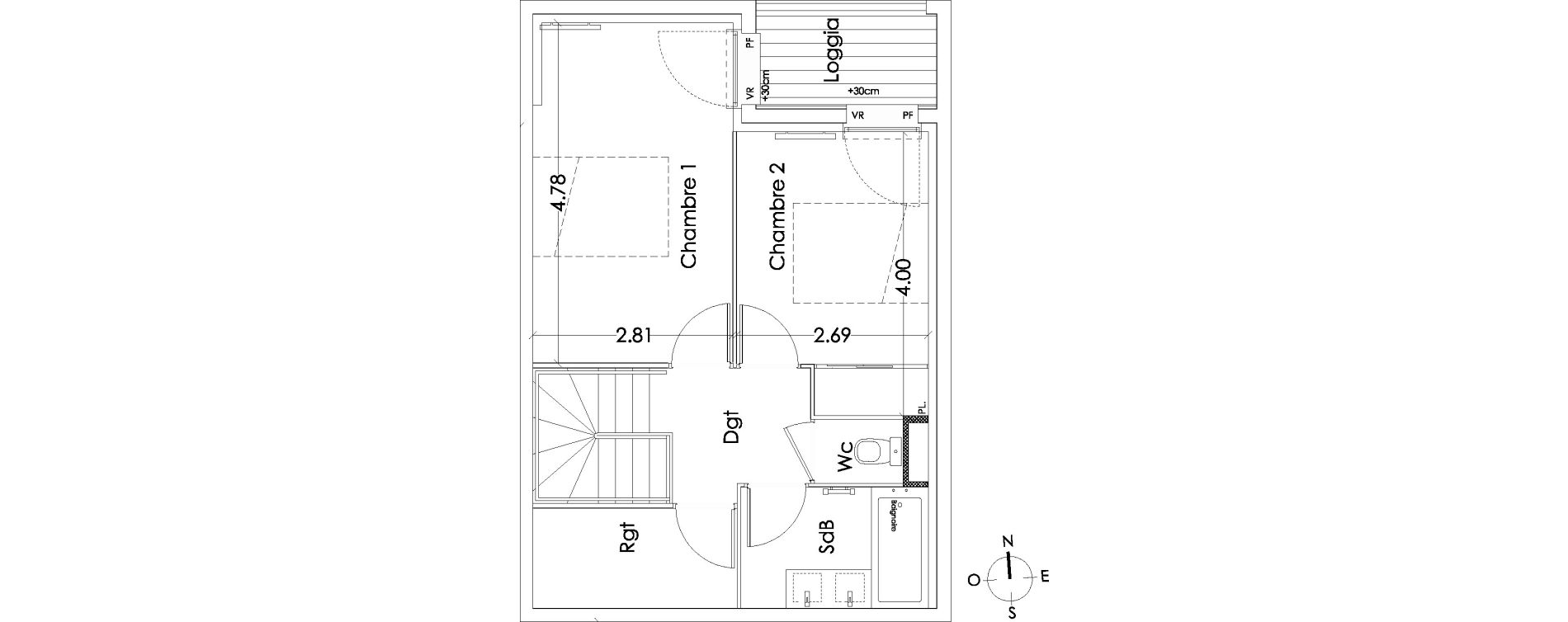 Duplex T3 de 71,50 m2 &agrave; Pessac No&egrave;s