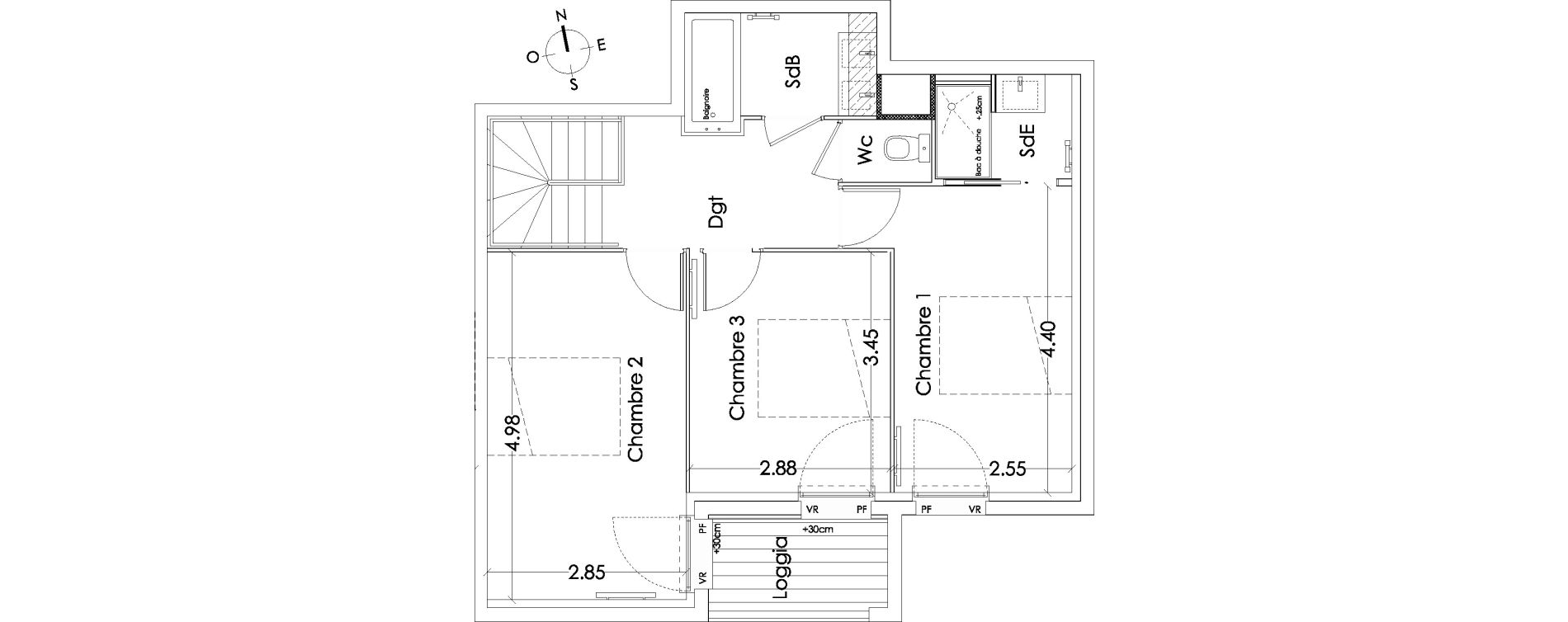 Duplex T4 de 100,90 m2 &agrave; Pessac No&egrave;s
