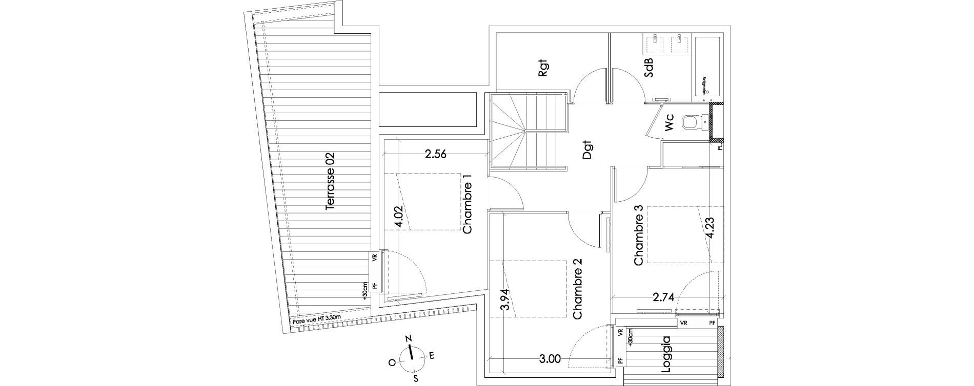 Duplex T4 de 86,30 m2 &agrave; Pessac No&egrave;s