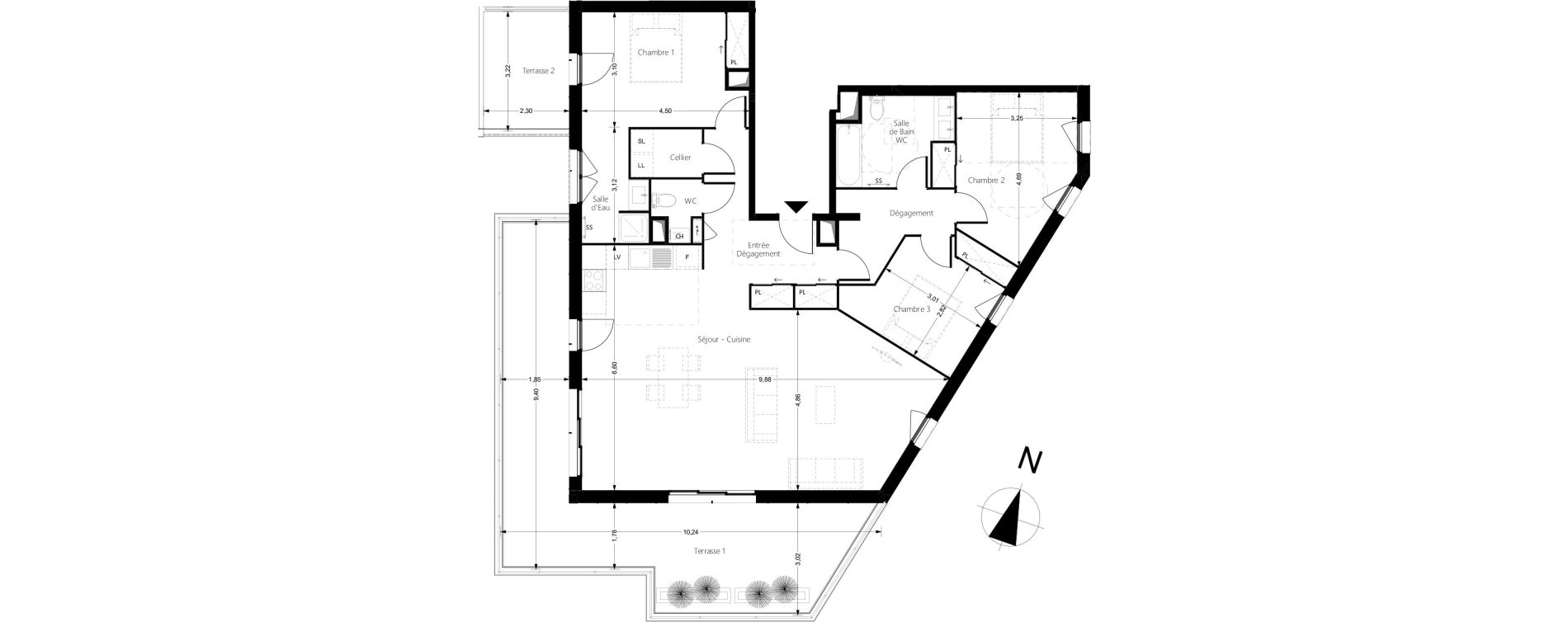 Appartement T4 de 117,50 m2 &agrave; Pessac Cazalet