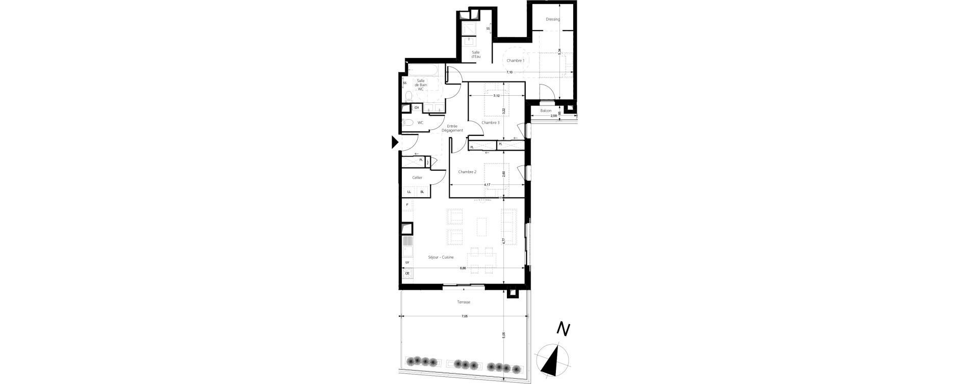 Appartement T4 de 100,90 m2 &agrave; Pessac Cazalet