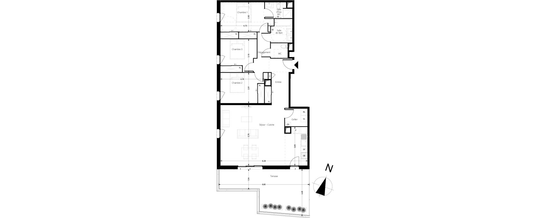 Appartement T4 de 108,80 m2 &agrave; Pessac Cazalet