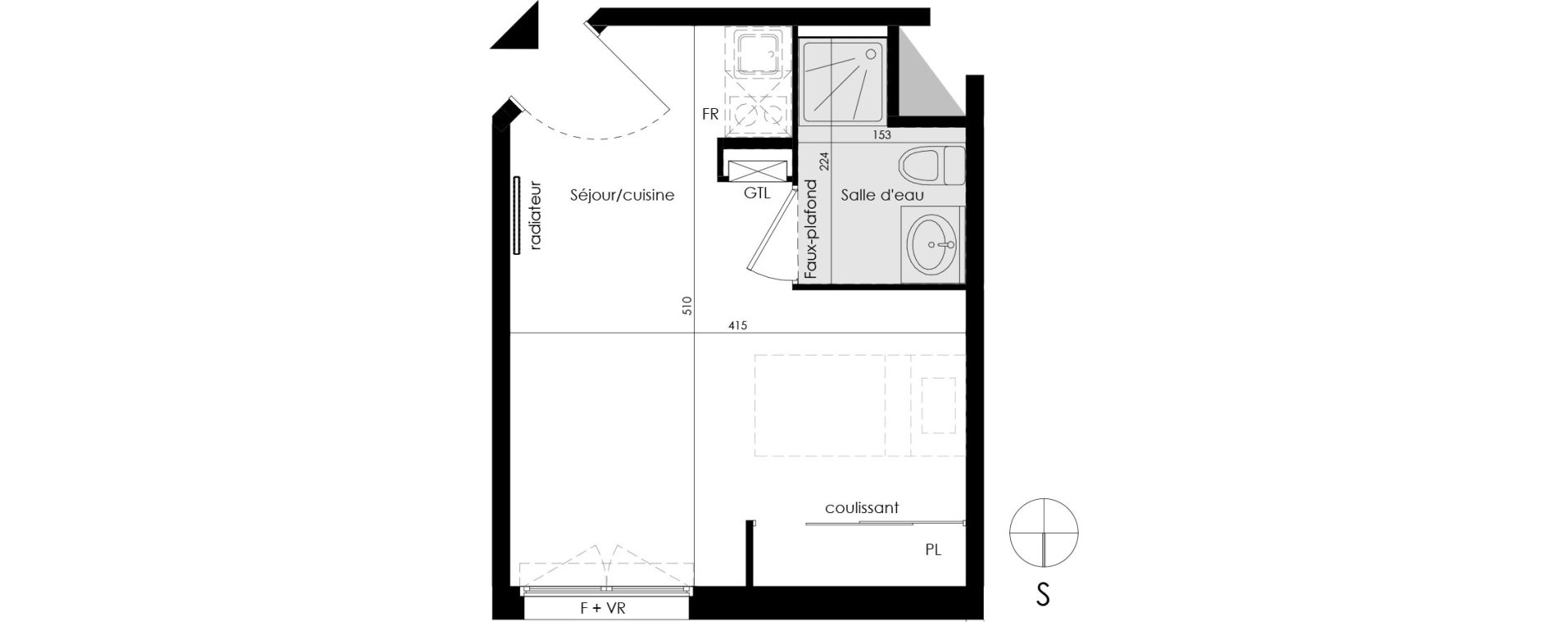 Appartement T1 de 19,51 m2 &agrave; Pessac No&egrave;s
