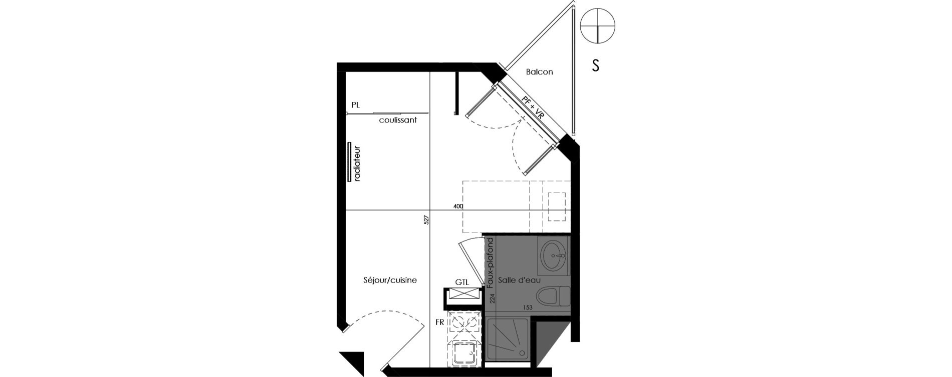 Appartement T1 de 18,22 m2 &agrave; Pessac No&egrave;s