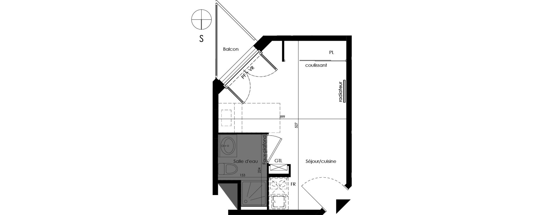 Appartement T1 de 18,06 m2 &agrave; Pessac No&egrave;s