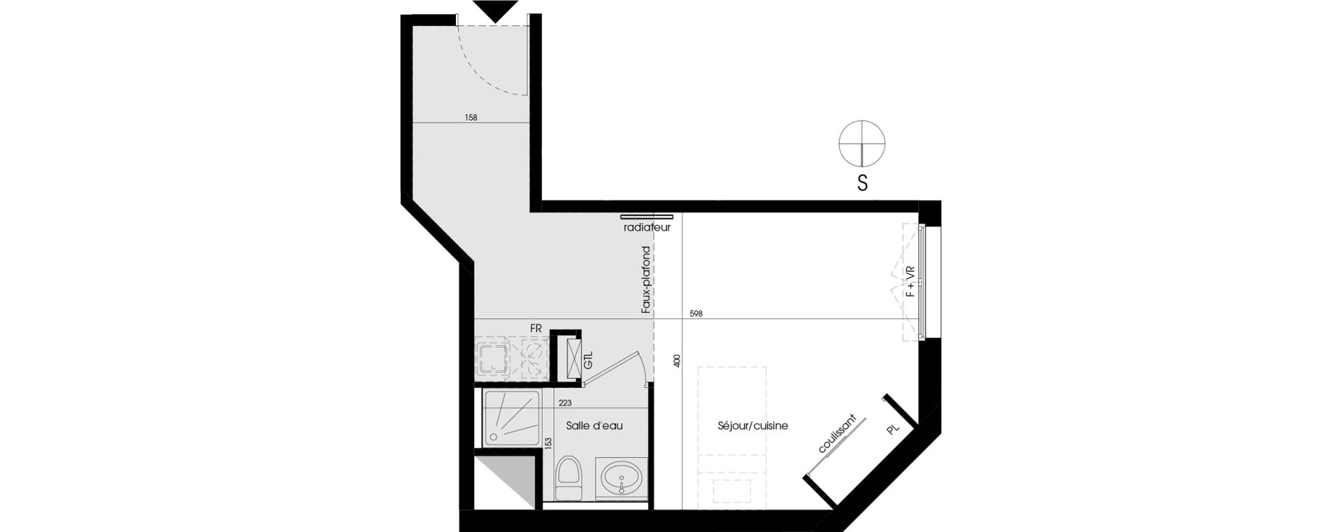 Appartement T1 de 25,73 m2 &agrave; Pessac No&egrave;s
