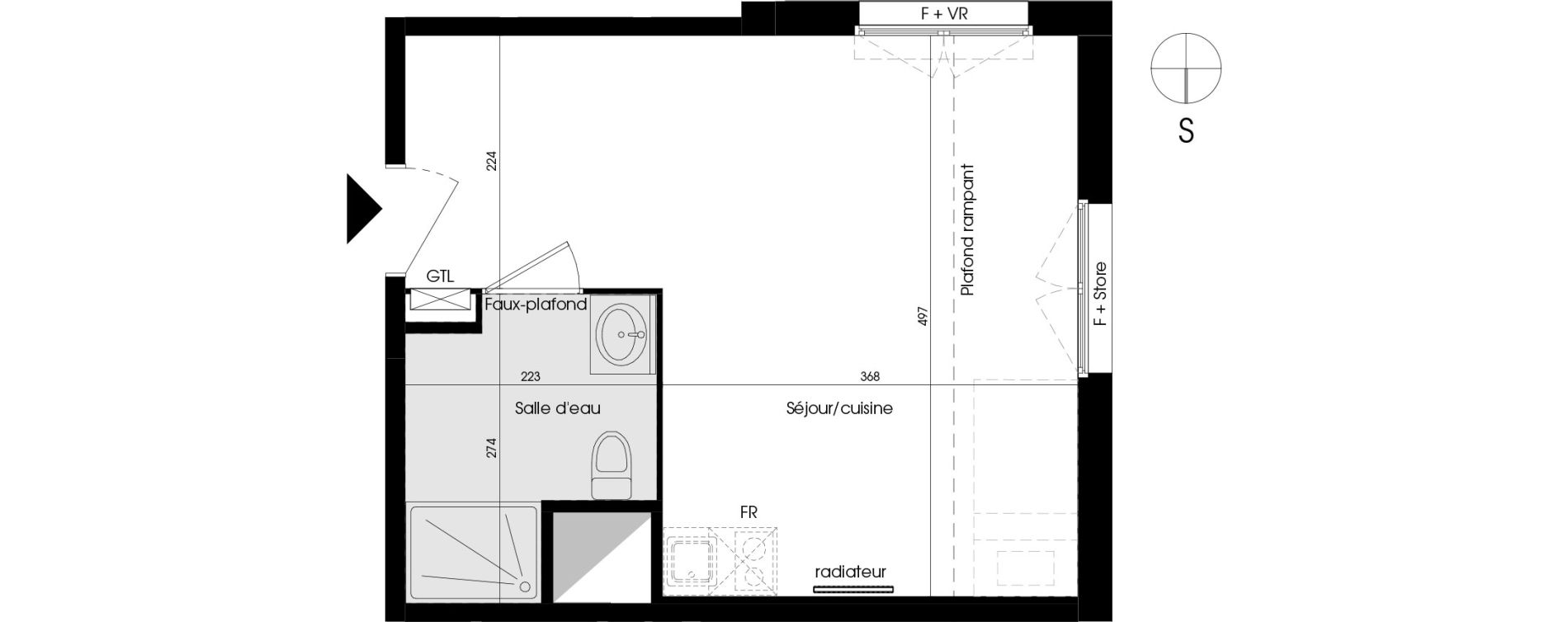 Appartement T1 de 28,33 m2 &agrave; Pessac No&egrave;s