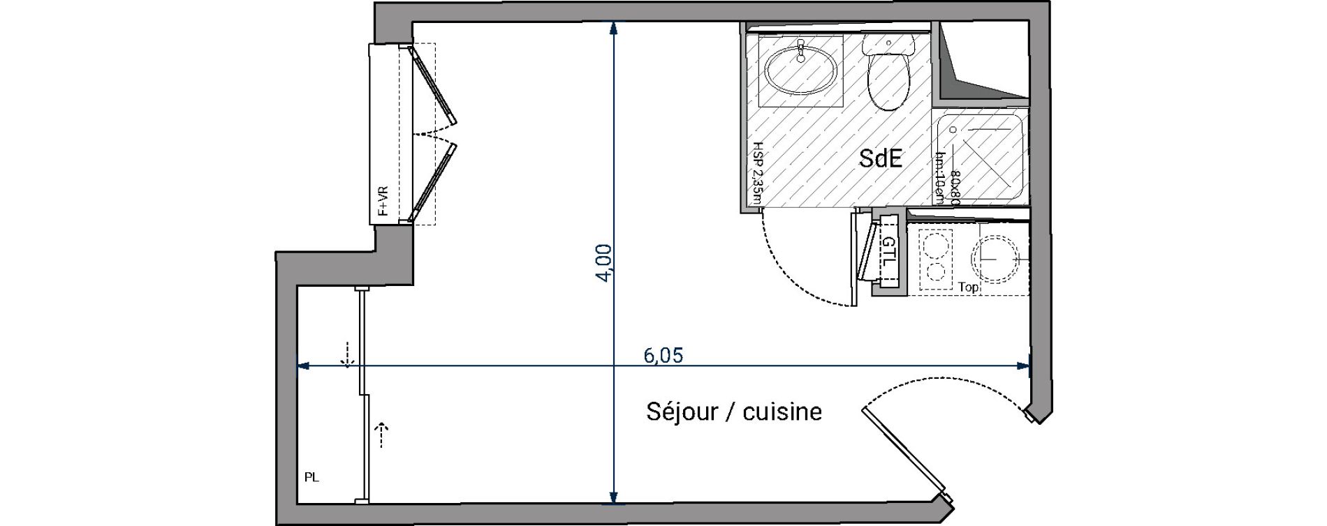 Appartement T1 de 20,54 m2 &agrave; Pessac No&egrave;s