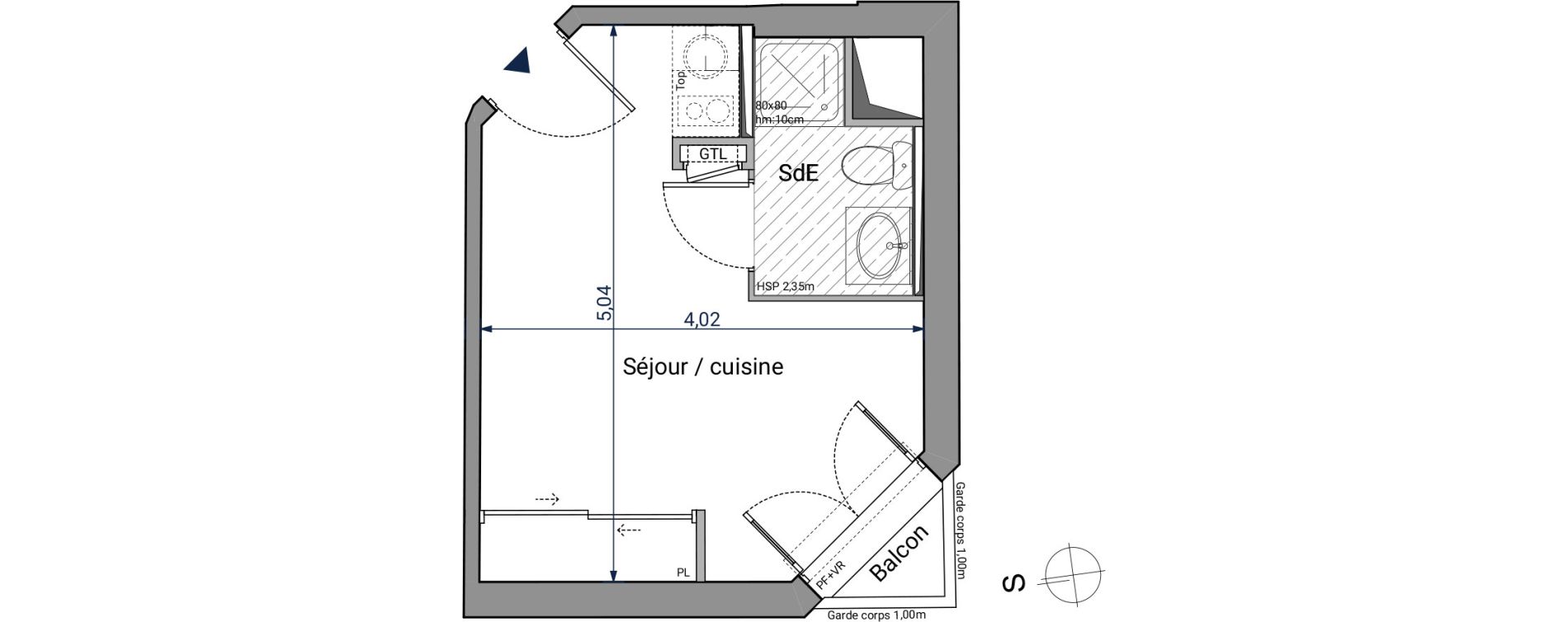 Appartement T1 de 17,68 m2 &agrave; Pessac No&egrave;s
