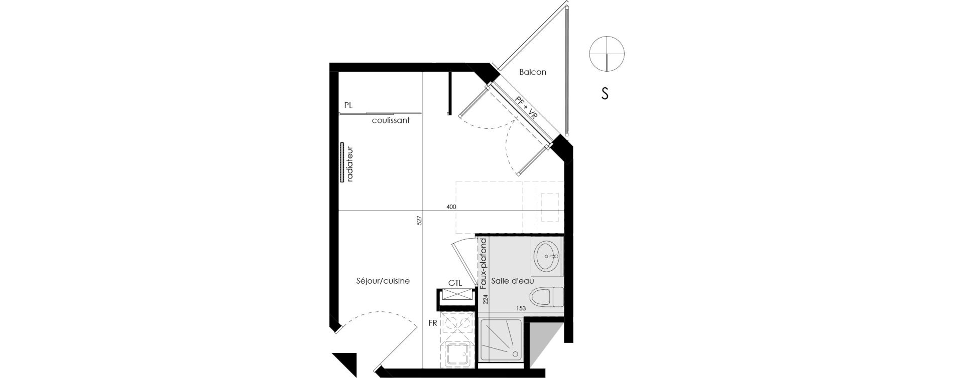 Appartement T1 de 18,22 m2 &agrave; Pessac No&egrave;s