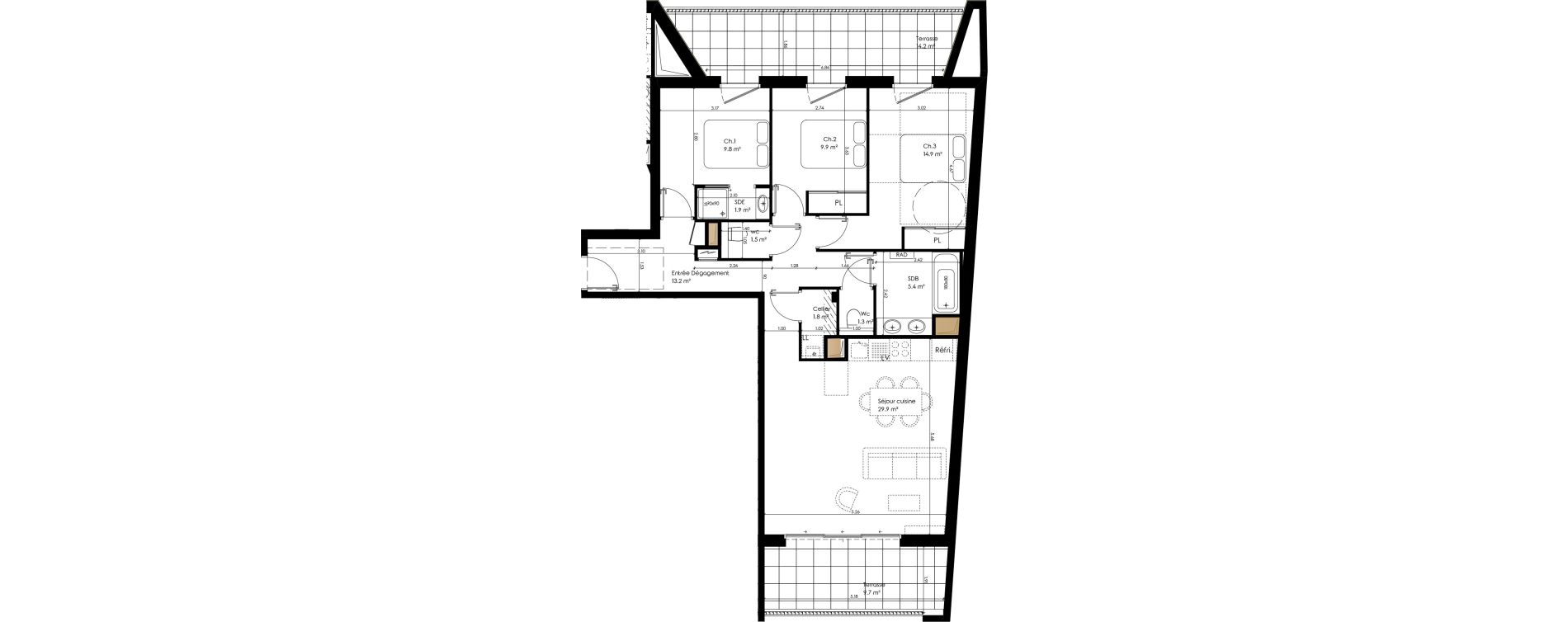 Appartement T4 de 88,20 m2 &agrave; Pessac Le bourg