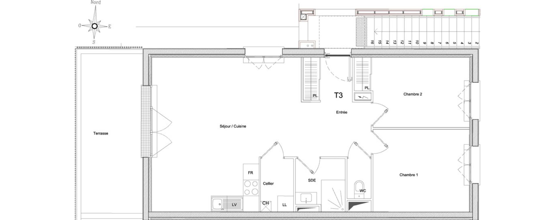 Appartement T3 de 66,50 m2 &agrave; Pessac Magonty
