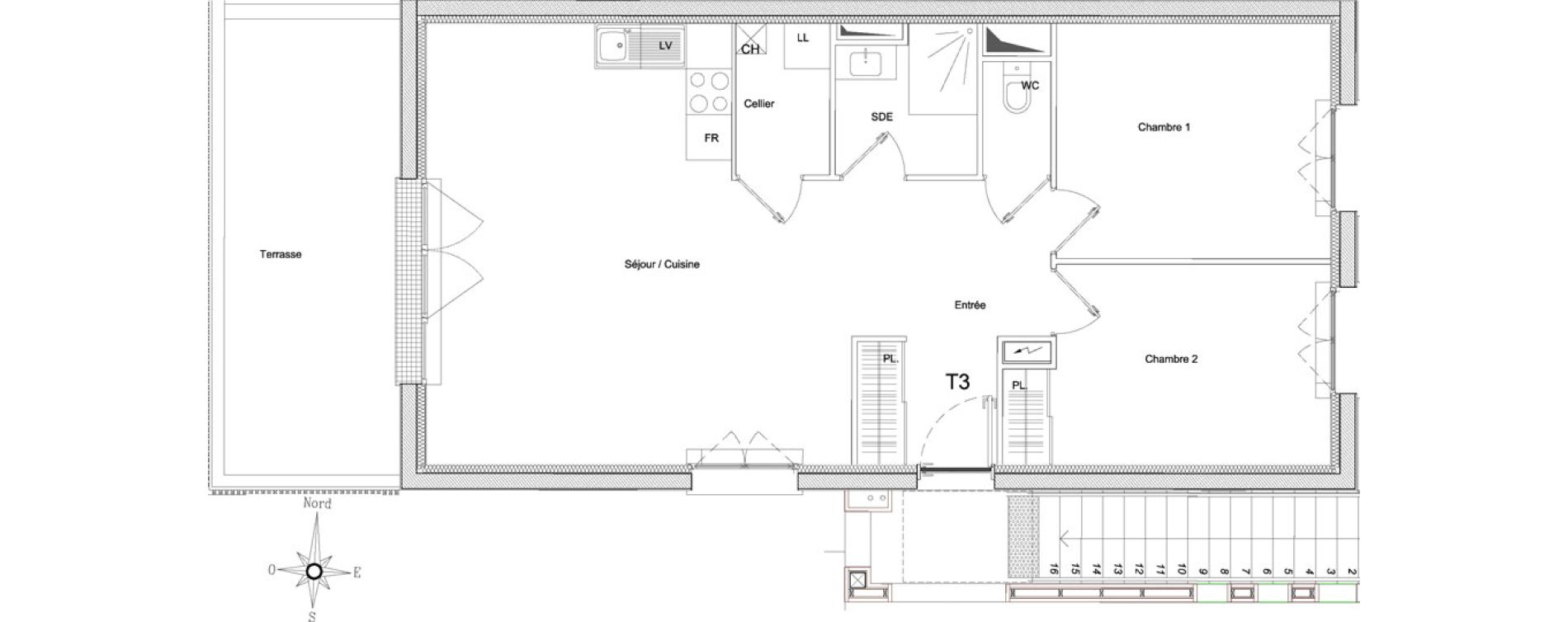 Appartement T3 de 66,50 m2 &agrave; Pessac Magonty