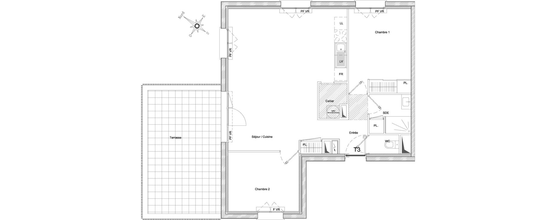 Appartement T3 de 65,30 m2 &agrave; Pessac Magonty