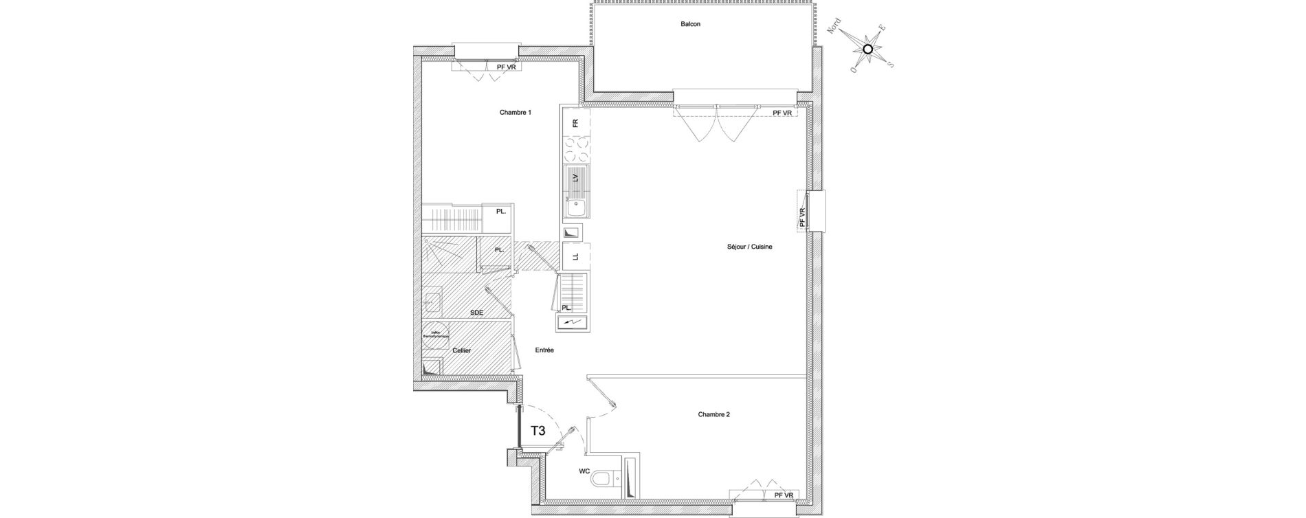 Appartement T3 de 66,40 m2 &agrave; Pessac Magonty