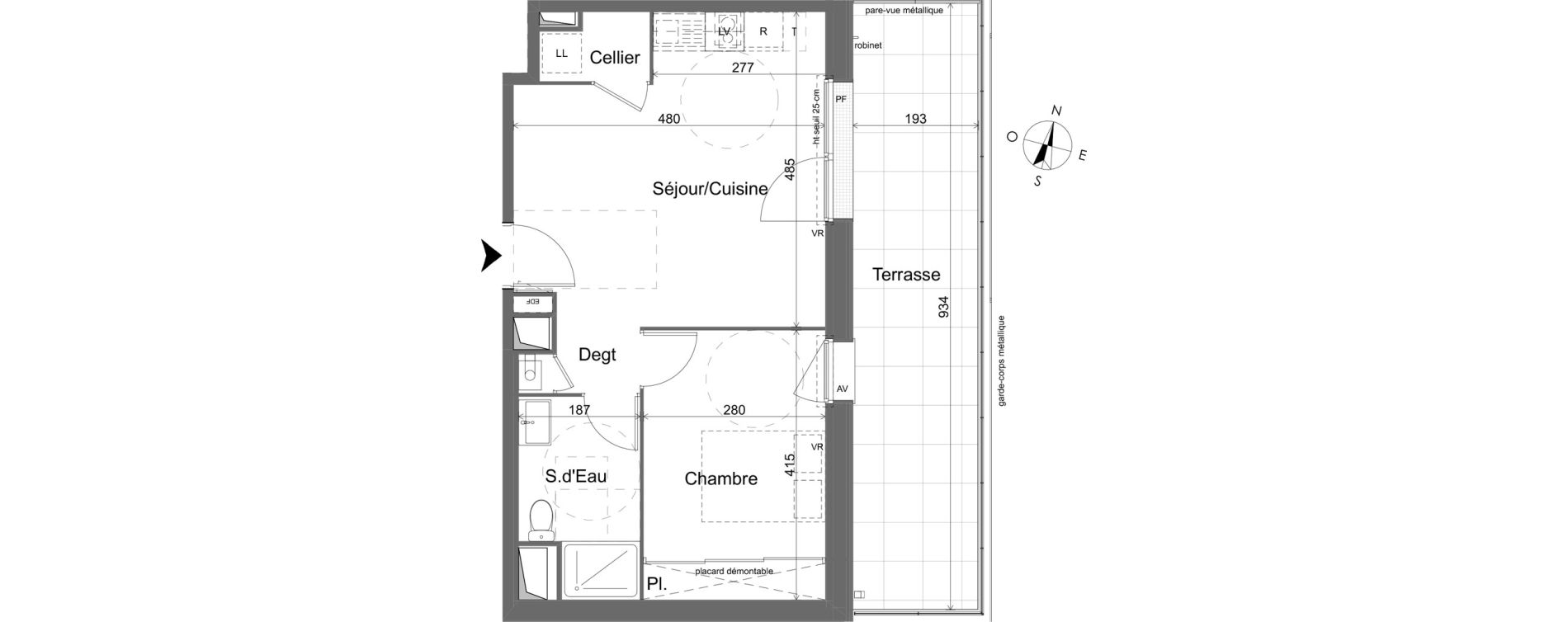 Appartement T2 de 40,68 m2 &agrave; Pessac Brivazac &ndash; candau