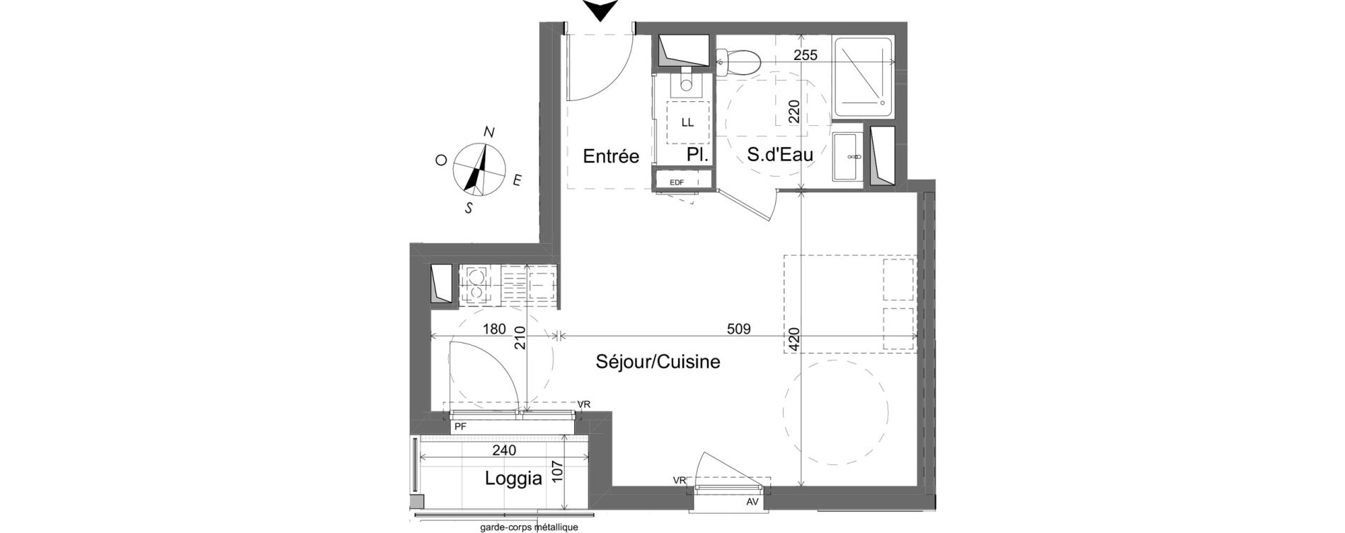Appartement T1 de 33,39 m2 &agrave; Pessac Brivazac &ndash; candau