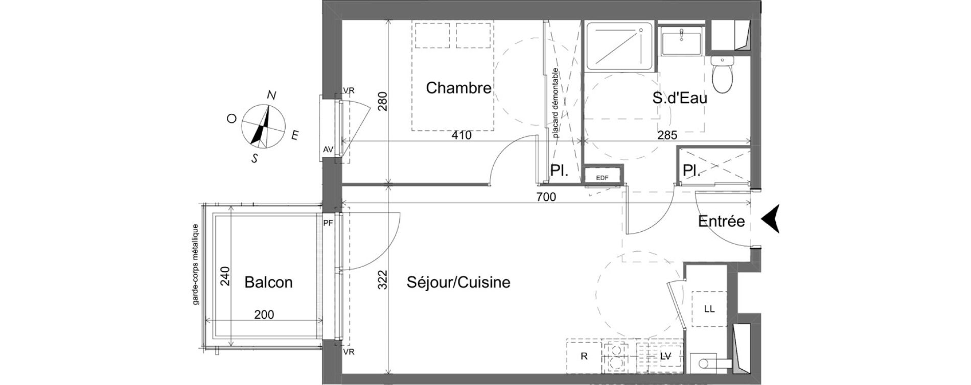 Appartement T2 de 40,27 m2 &agrave; Pessac Brivazac &ndash; candau