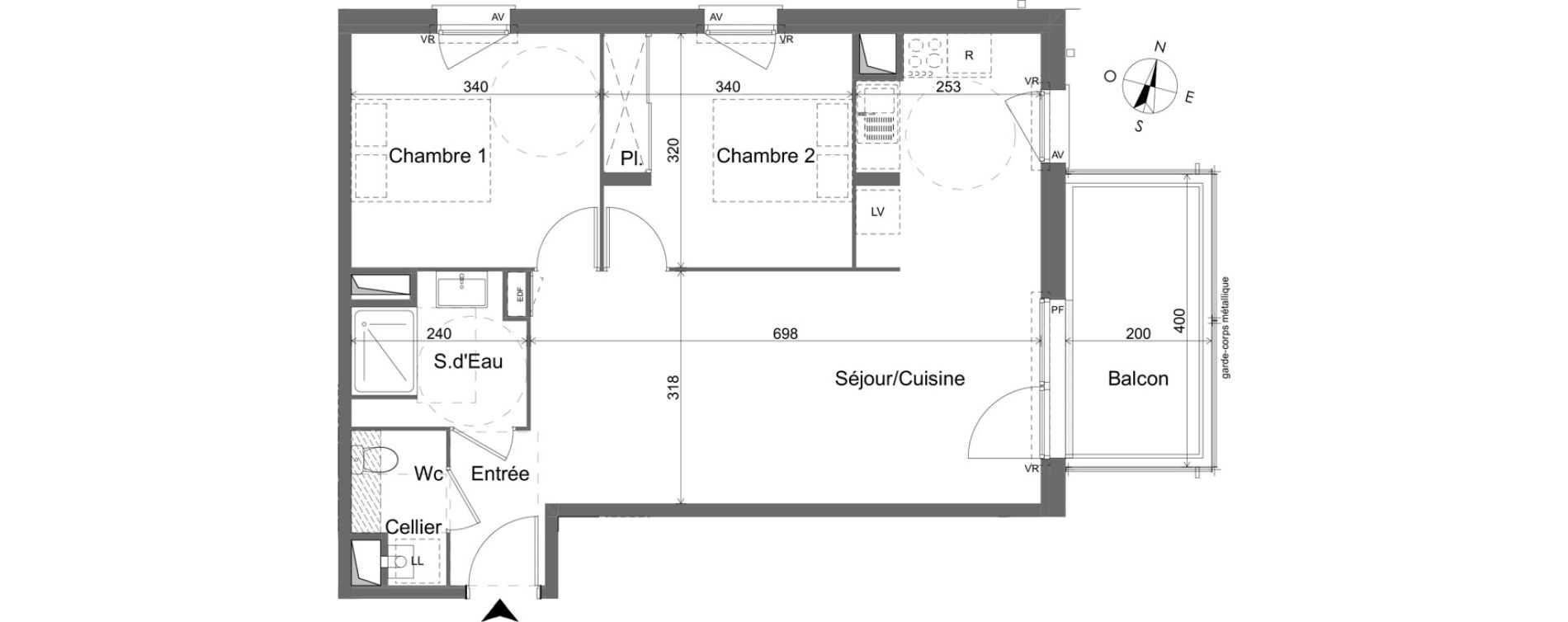 Appartement T3 de 60,84 m2 &agrave; Pessac Brivazac &ndash; candau