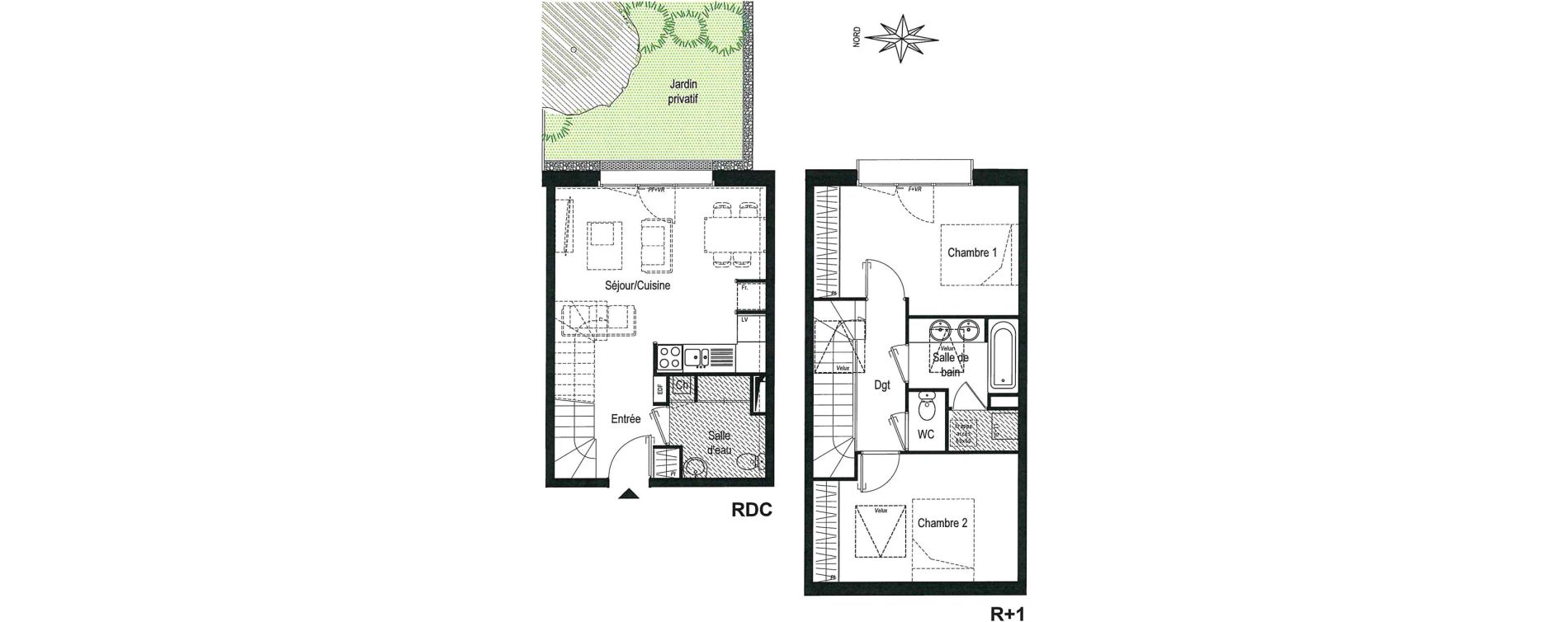 Duplex T3 de 65,61 m2 &agrave; Pessac No&egrave;s