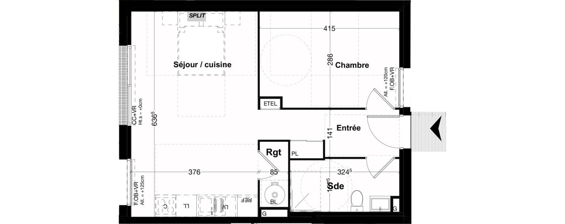 Appartement T2 de 46,59 m2 &agrave; Pessac No&egrave;s