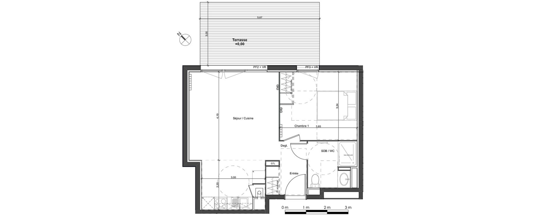 Appartement T2 de 45,17 m2 &agrave; Pessac La paillere - compostelle
