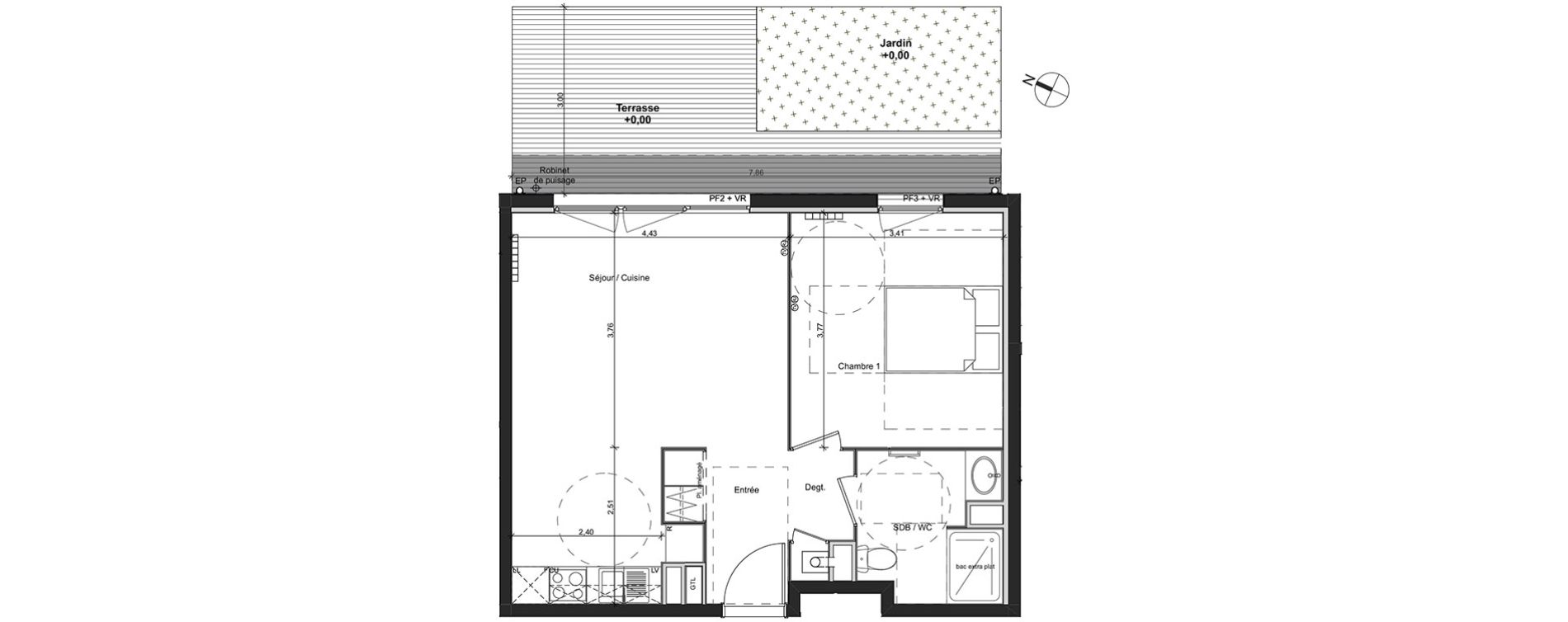 Appartement T2 de 47,18 m2 &agrave; Pessac La paillere - compostelle