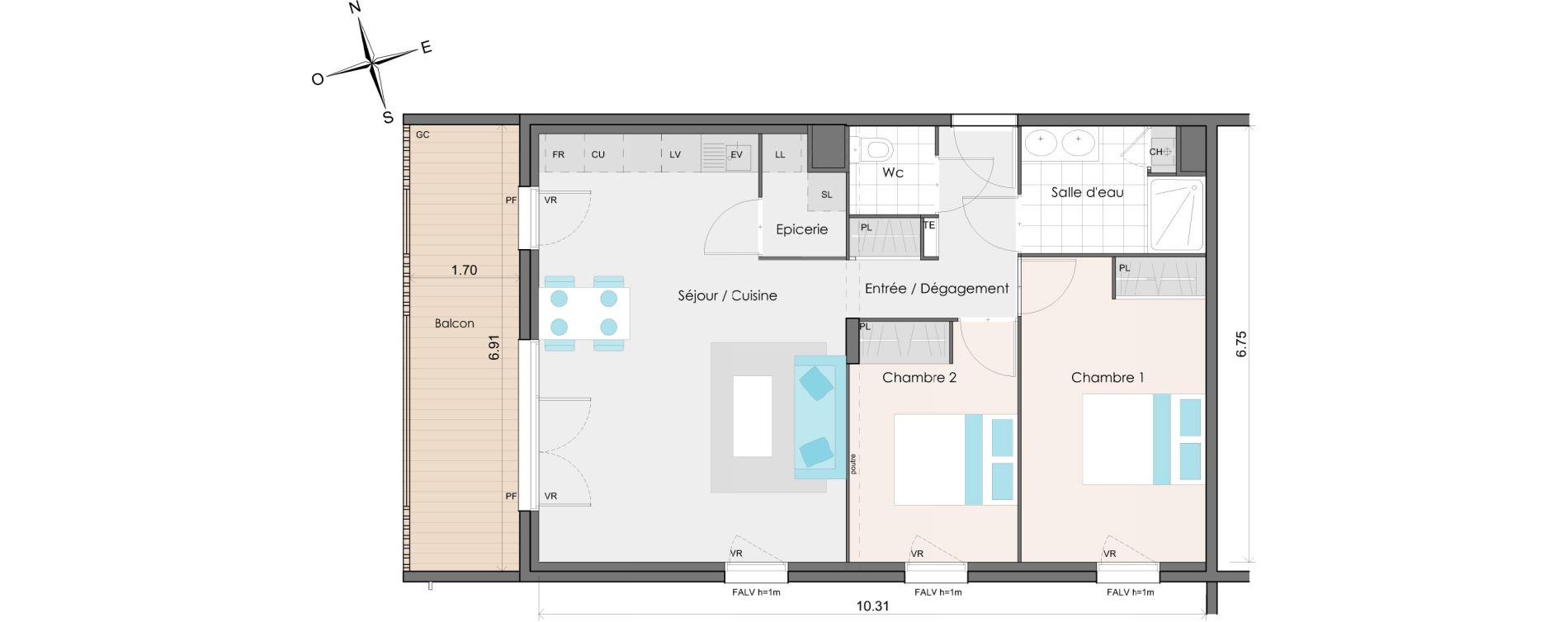 Appartement T3 de 66,70 m2 &agrave; Pessac France