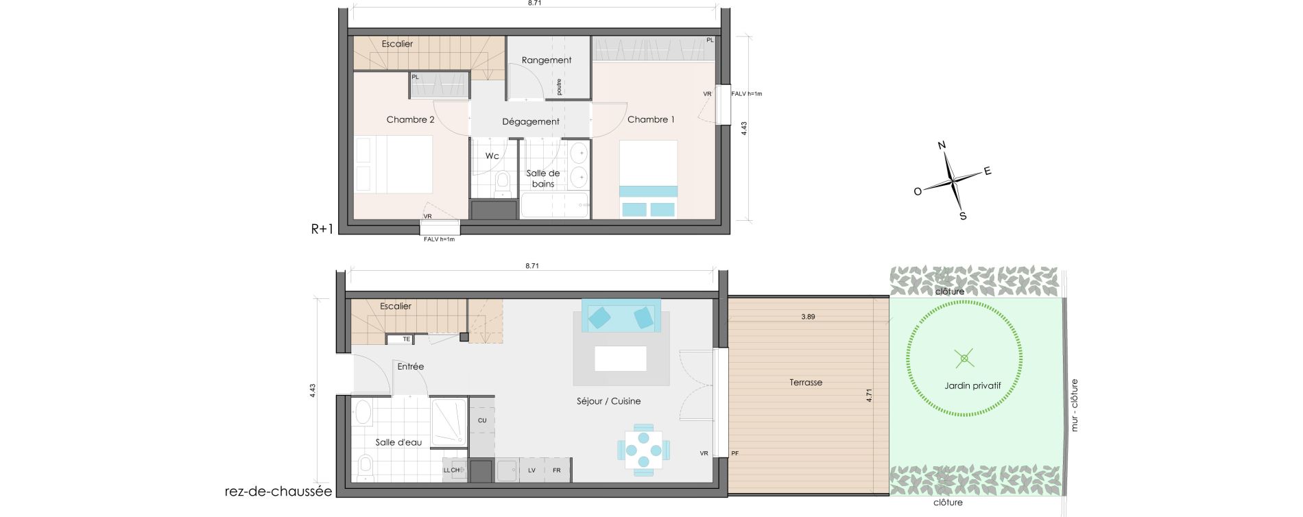 Duplex T3 de 69,30 m2 &agrave; Pessac France