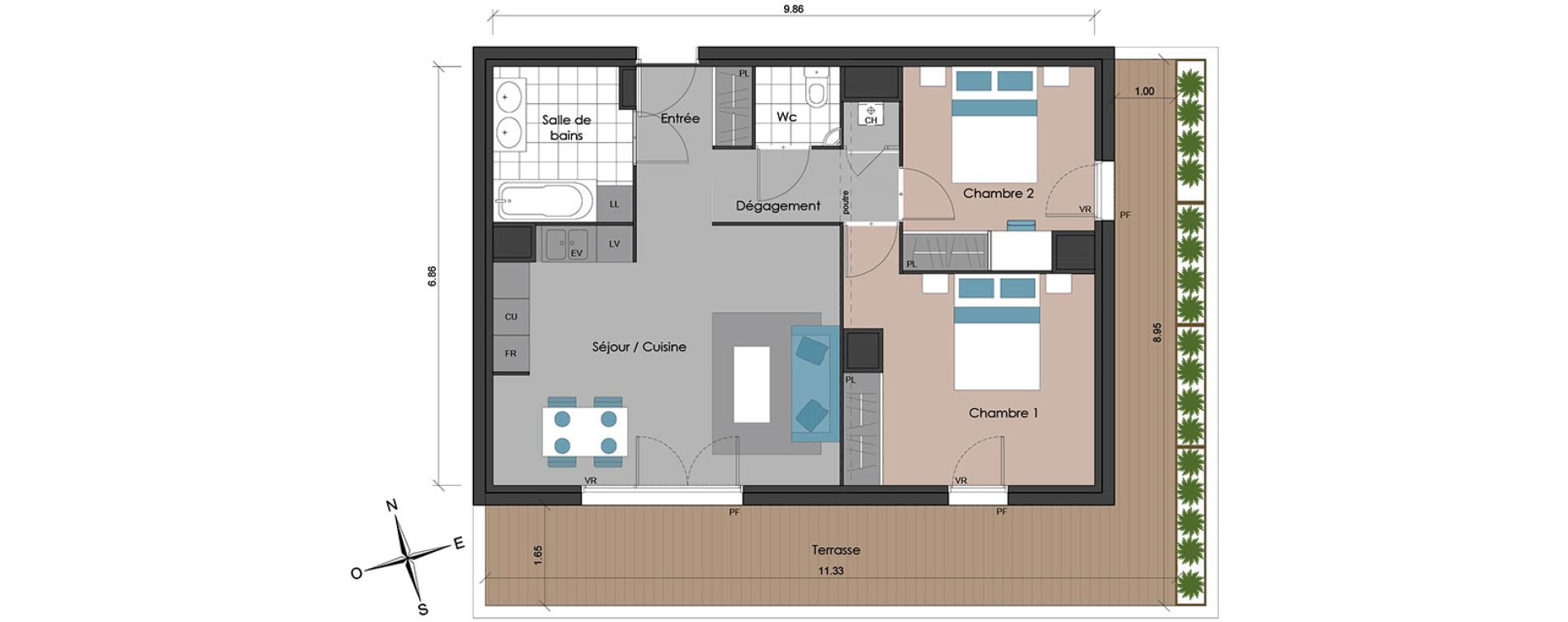 Appartement T3 de 64,30 m2 &agrave; Pessac France
