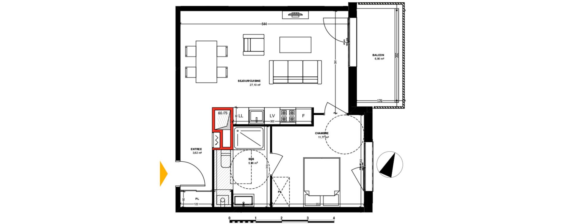Appartement T2 de 48,45 m2 &agrave; Pessac Les echoppes &ndash; le vallon