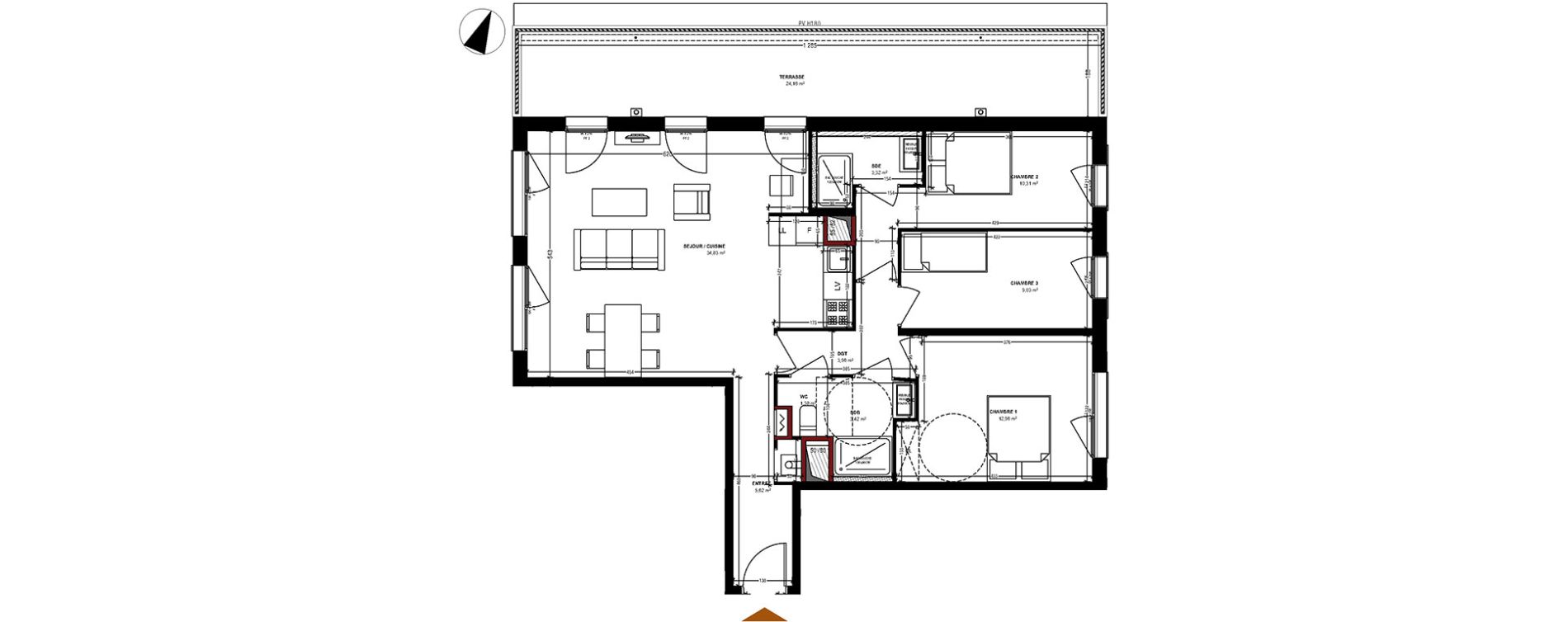 Appartement T4 de 84,83 m2 &agrave; Pessac Les echoppes &ndash; le vallon