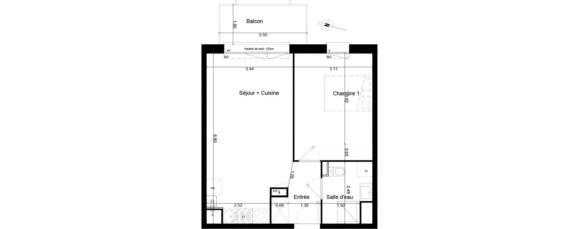 Appartement T2 de 43,05 m2 &agrave; Saint-Andr&eacute;-De-Cubzac Centre