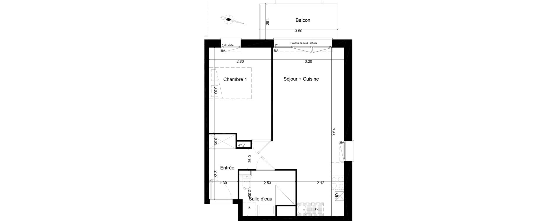 Appartement T2 de 43,00 m2 &agrave; Saint-Andr&eacute;-De-Cubzac Centre