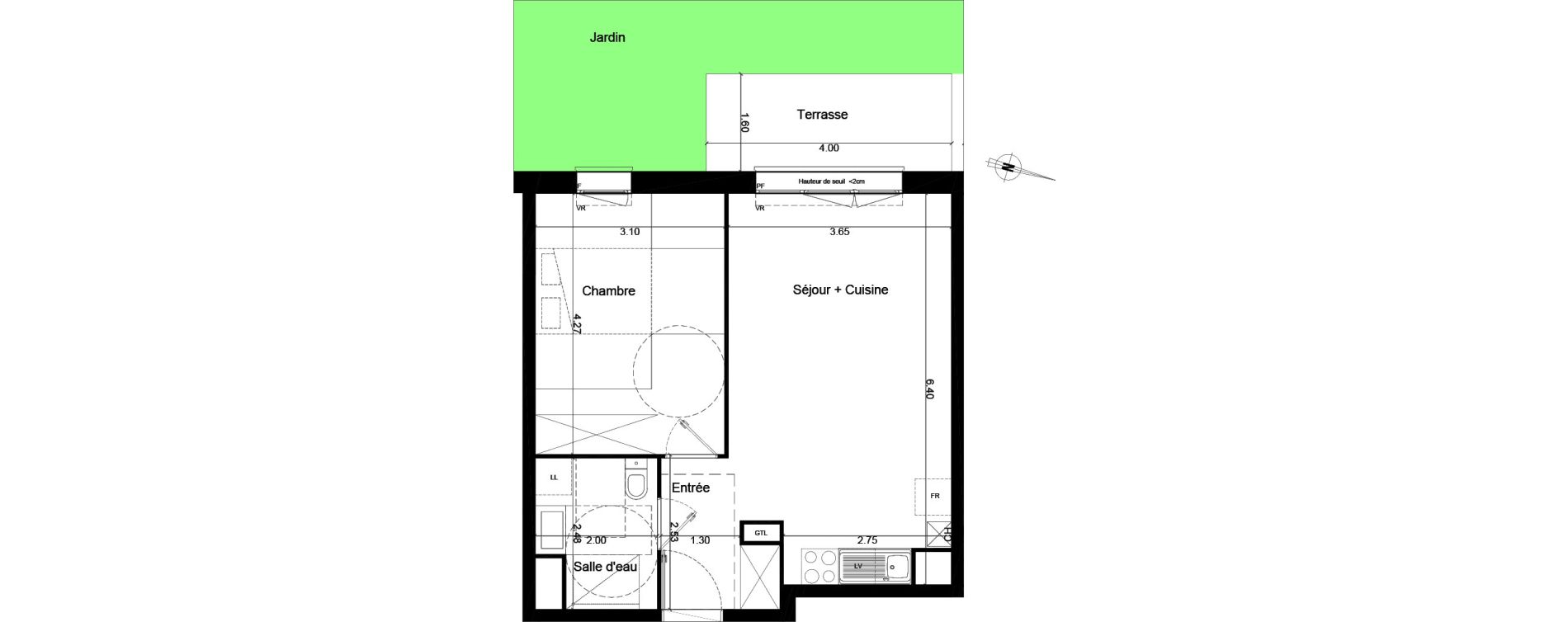 Appartement T2 de 43,40 m2 &agrave; Saint-Andr&eacute;-De-Cubzac Centre