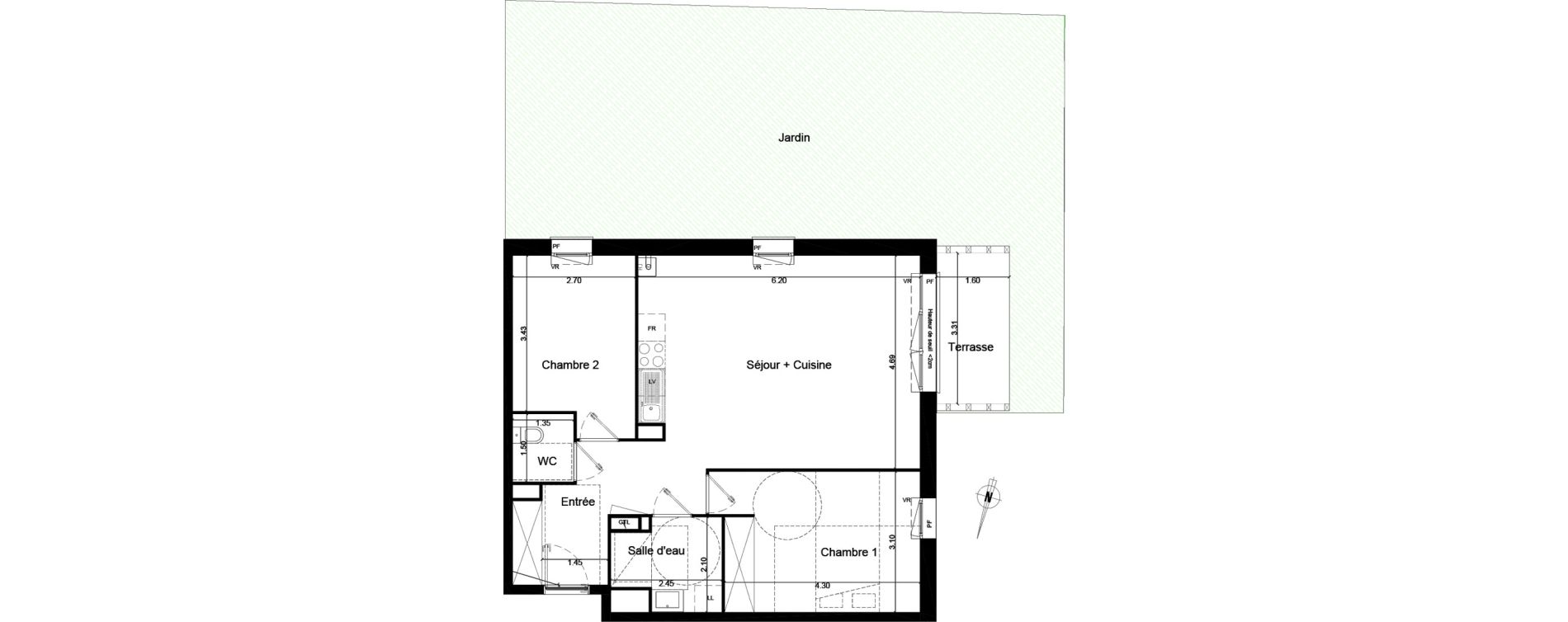 Appartement T3 de 66,45 m2 &agrave; Saint-Andr&eacute;-De-Cubzac Centre