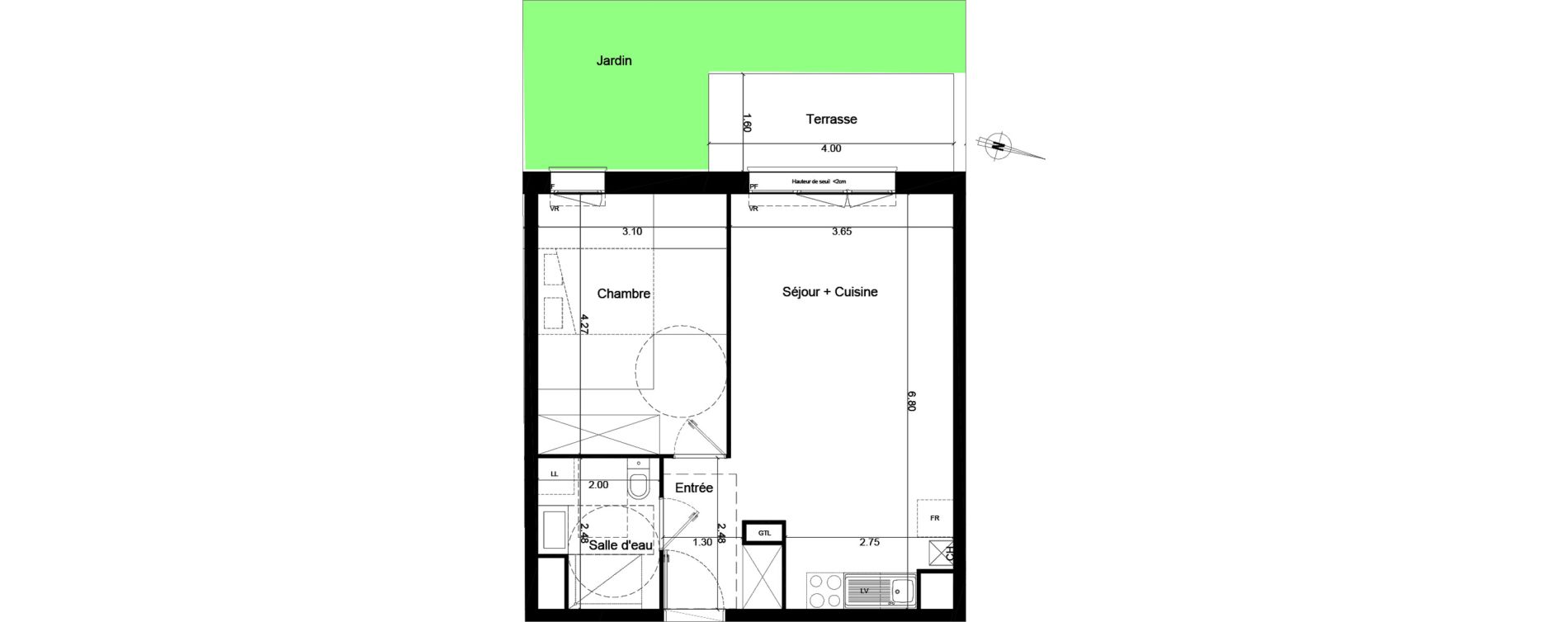 Appartement T2 de 44,50 m2 &agrave; Saint-Andr&eacute;-De-Cubzac Centre