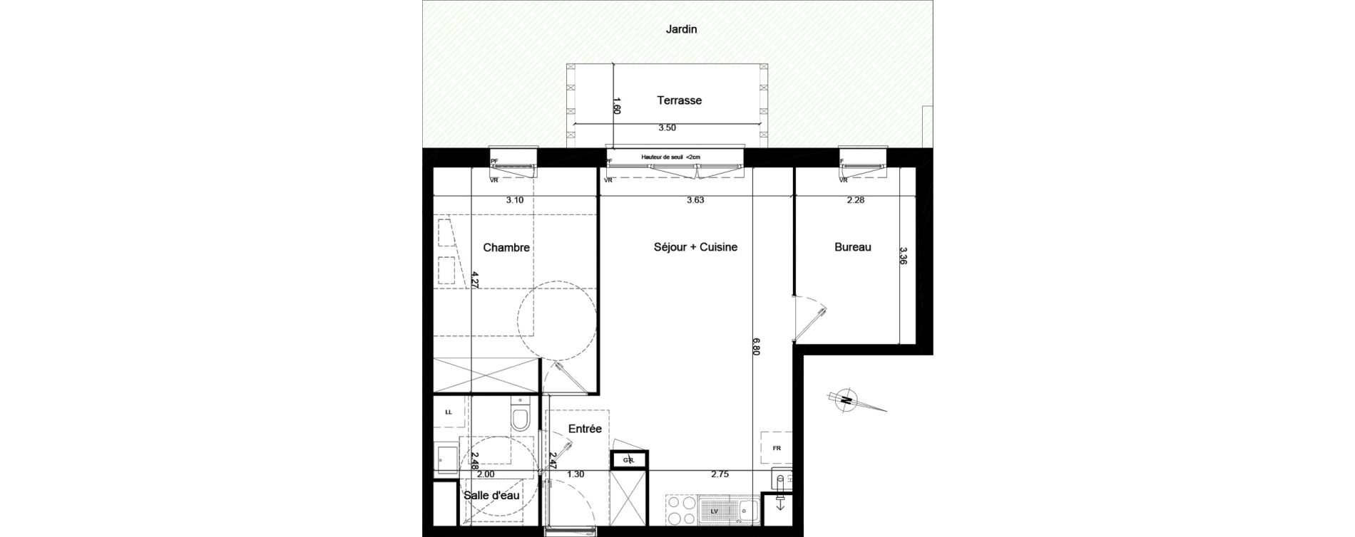 Appartement T2 bis de 52,20 m2 &agrave; Saint-Andr&eacute;-De-Cubzac Centre