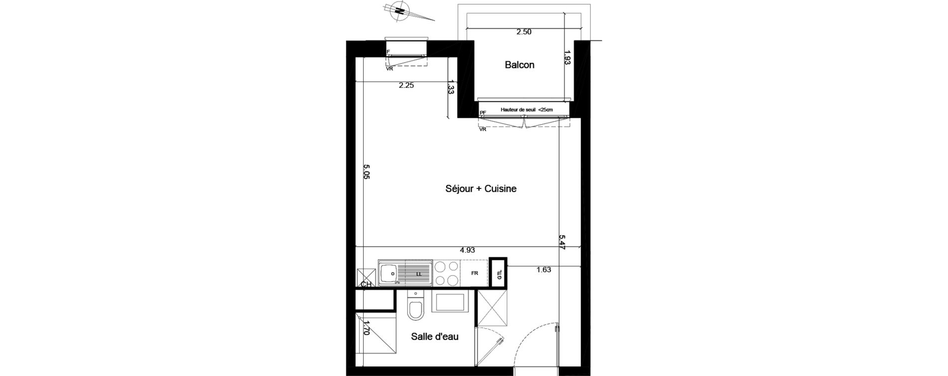 Appartement T1 de 29,10 m2 &agrave; Saint-Andr&eacute;-De-Cubzac Centre