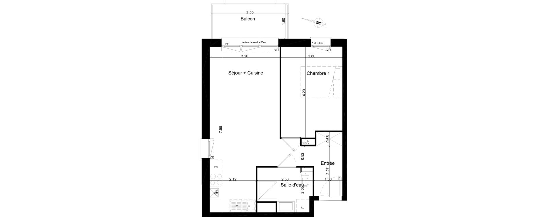 Appartement T2 de 43,00 m2 &agrave; Saint-Andr&eacute;-De-Cubzac Centre