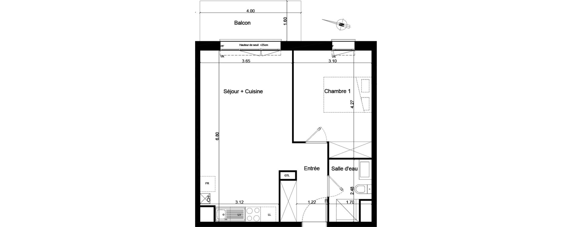 Appartement T2 de 44,50 m2 &agrave; Saint-Andr&eacute;-De-Cubzac Centre