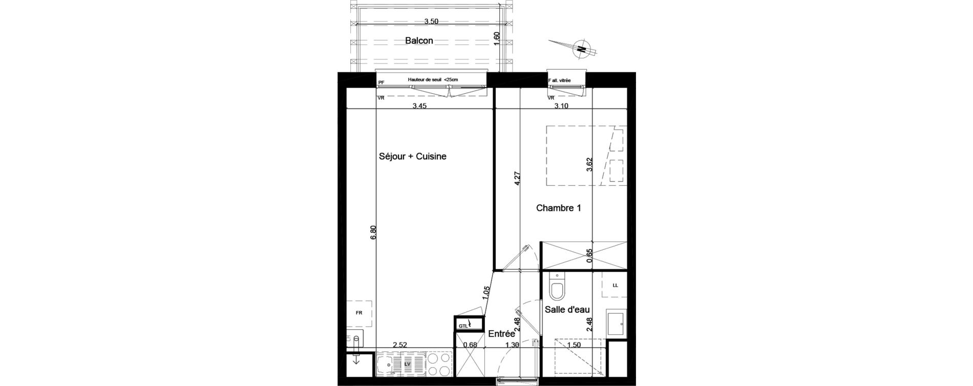 Appartement T2 de 43,15 m2 &agrave; Saint-Andr&eacute;-De-Cubzac Centre