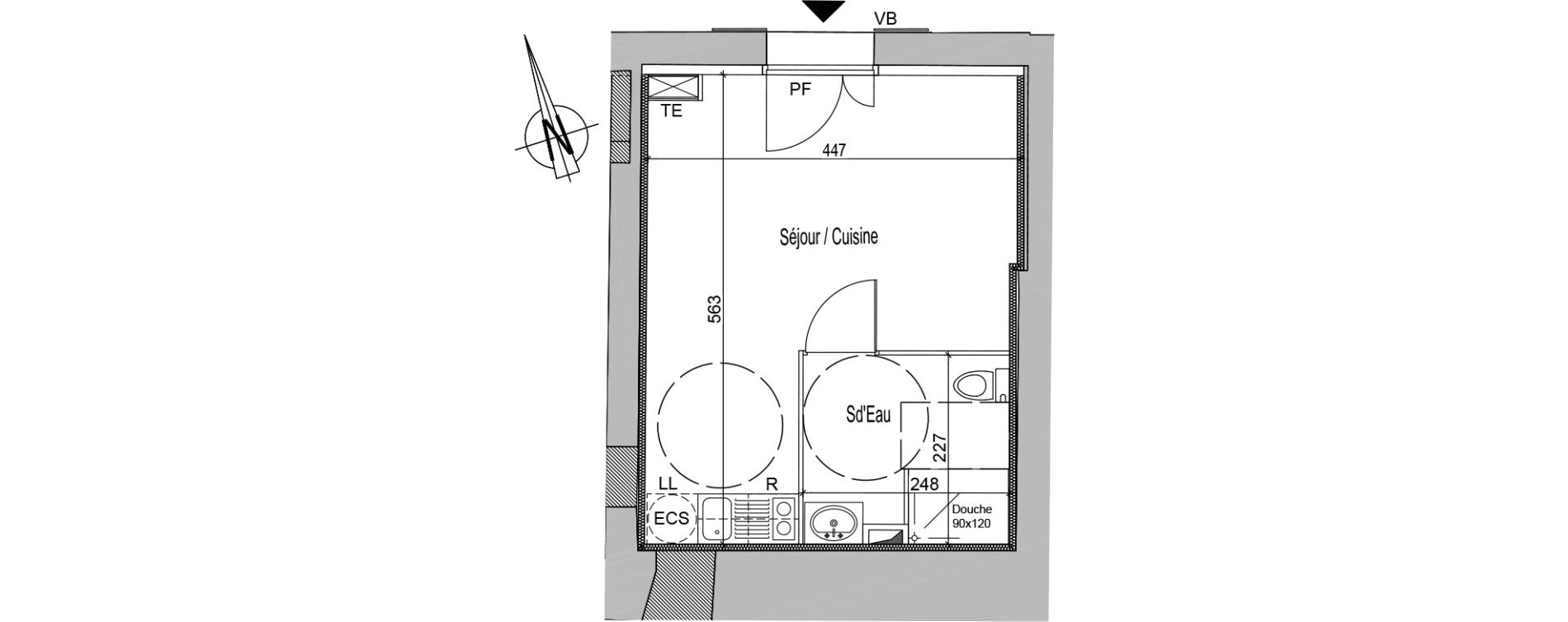 Appartement T1 de 24,09 m2 &agrave; Saint-Caprais-De-Bordeaux Centre